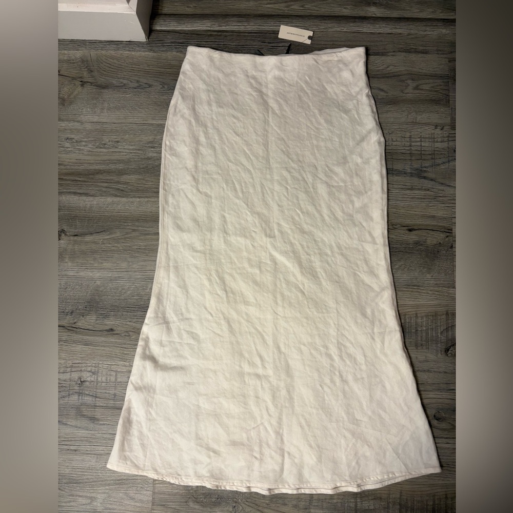Anthropologie Cream Maxi Skirt - Streamlined Linen Blend